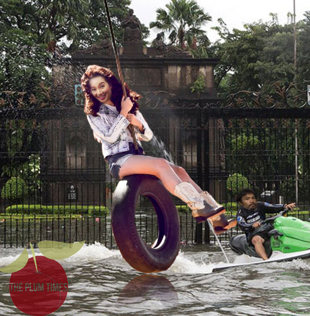 Manila Floods Again; Kris Aquino and Manny Pacquiao Just Ride